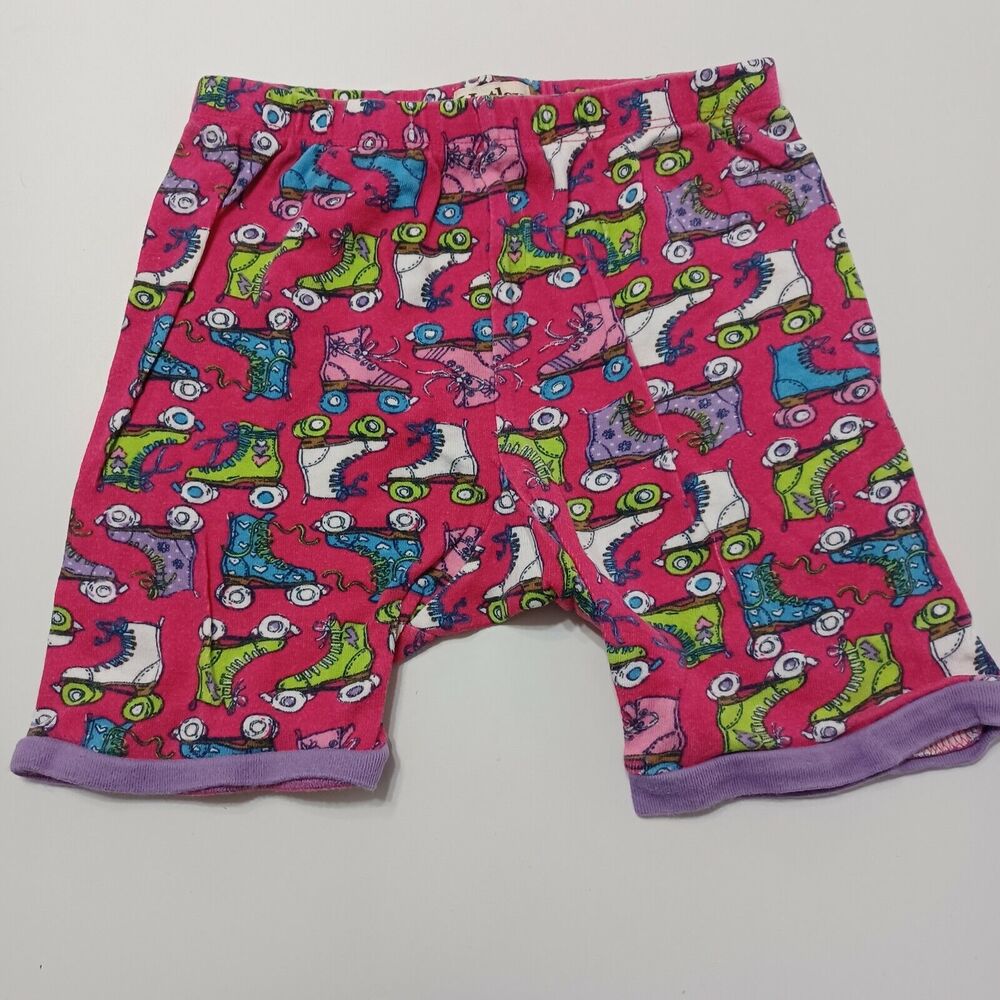 Hatley Girls 6 Sleep Shorts Pink Colorful Roller‎ Skates Elastic Pull On Waist